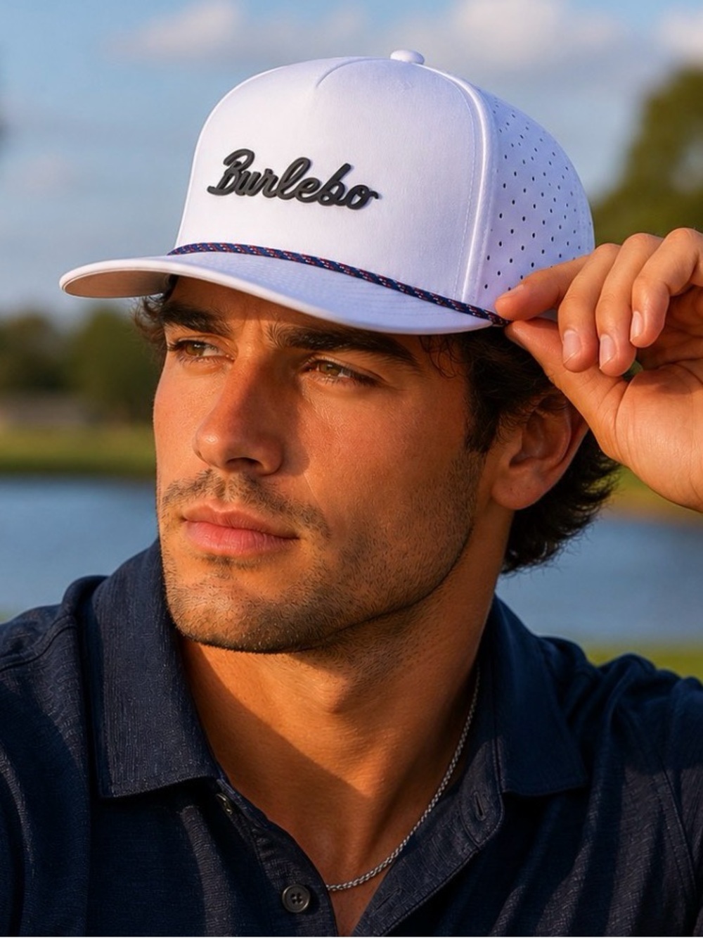 BURLEBO Tour Performance Snapback Cap White High Profile Rope Hat